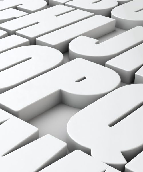 3d letters in white color