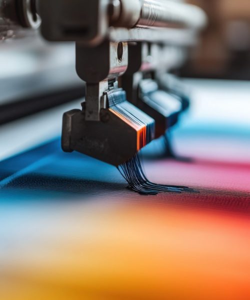Close-up of Industrial Textile Printing Machine.