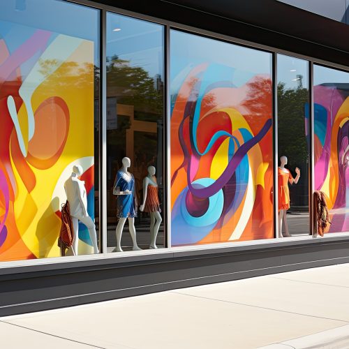 colorful acrylic signs illustration advertising promotions, vibrant translucent, text graphics colorful acrylic signs